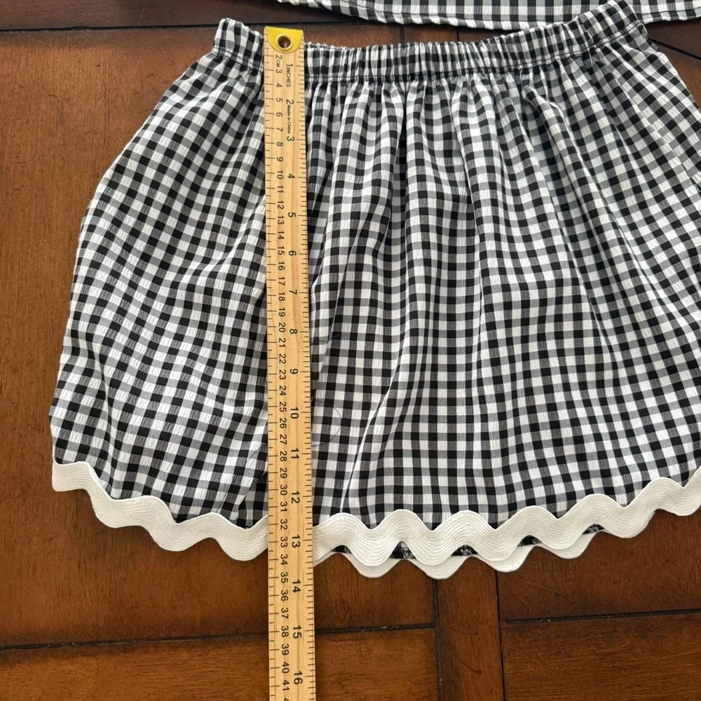 Gingham Check Crop Top & Skirt Set Black White Size S NWT Resort Vacation Y2K - Picture 8 of 8